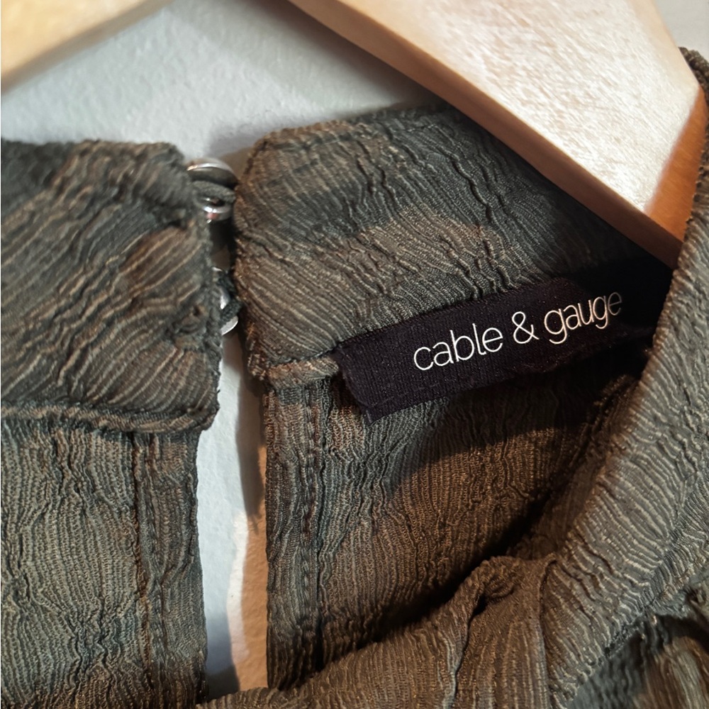 Cable & Gauge Textured Olive Green Blouse
